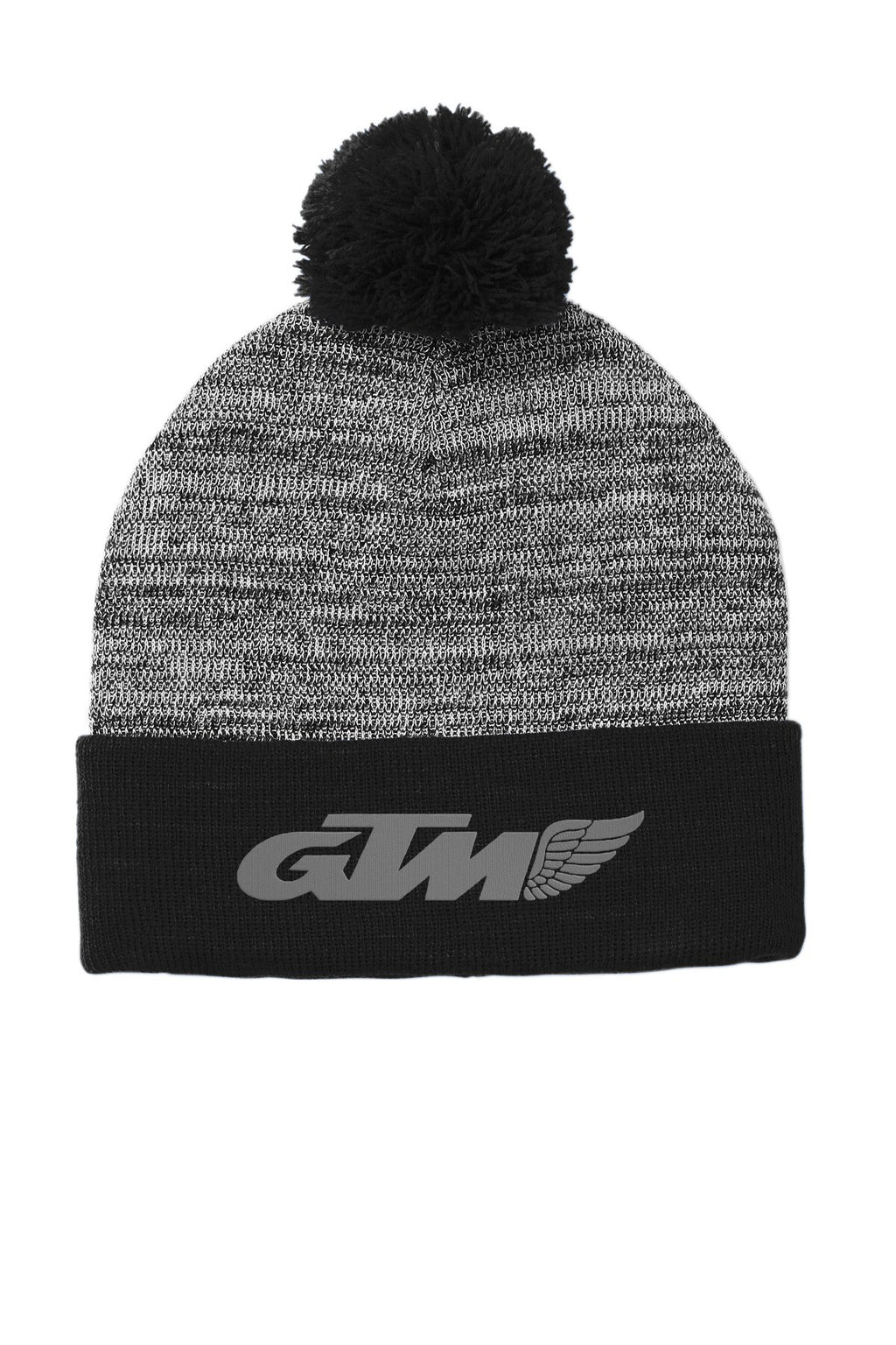 Cozy Embroidered Pom-Pom Knit Cap