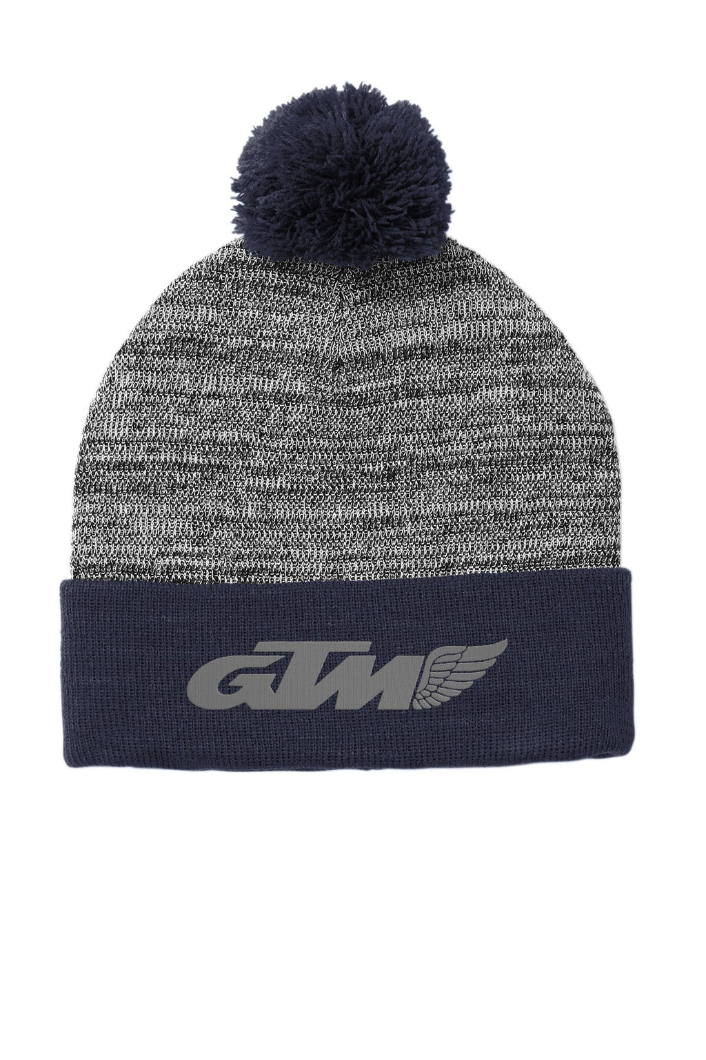 Cozy Embroidered Pom-Pom Knit Cap
